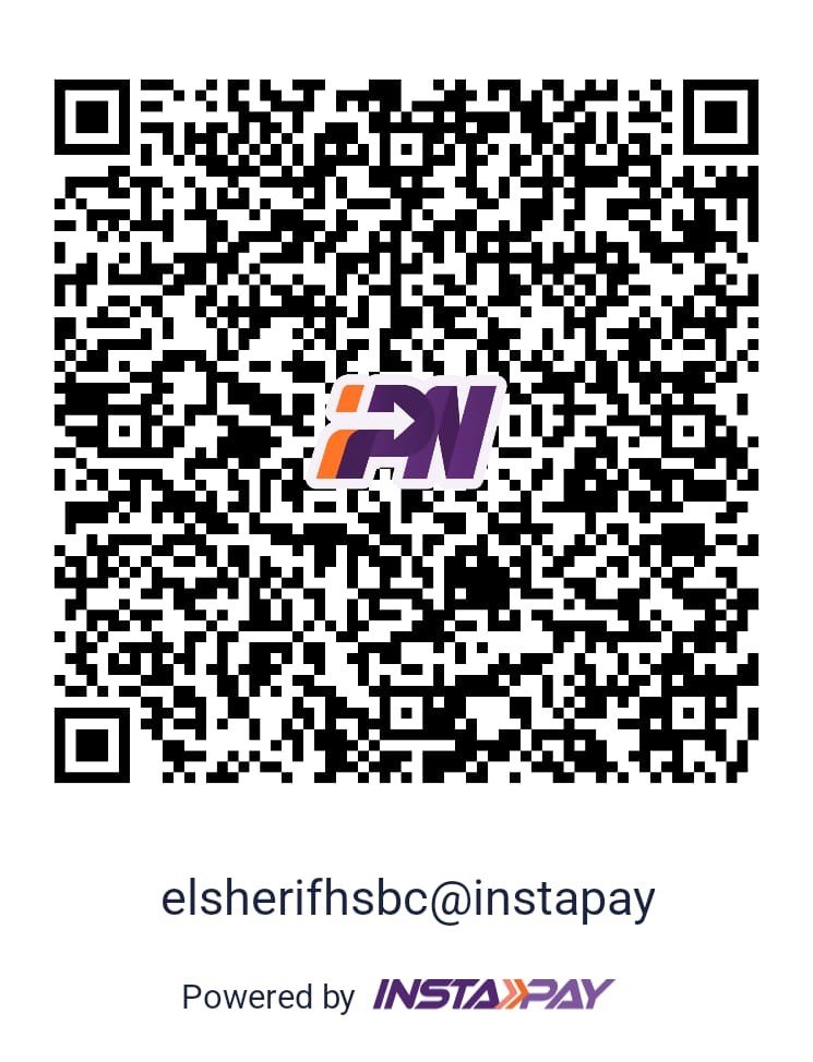 QR code بتاع InstaPay للحساب elsherifhsbc@instapay. اعمله scan من تطبيق InstaPay عشان تدفع.
